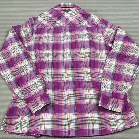 Marmot Shirt Womens XL Purple Pink Plaid Long Sleeve Button Down Hiking Nylon - Picture 3 of 11